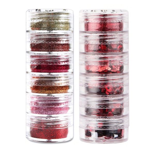 Valentine Heart 12 Mini Jars Mica Powder Dye for Epoxy Resin or Nail Art