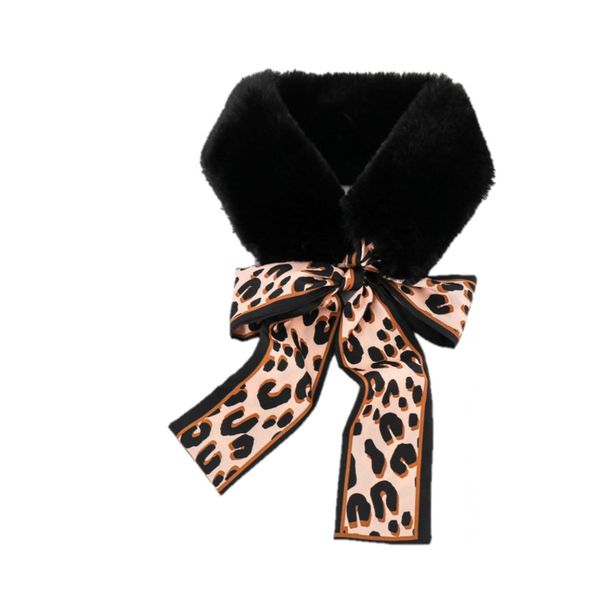 Plush Collar Bowknot Winter Scarf