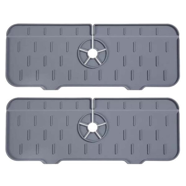Pack of 2 Silicone Sink Faucet Splash Guard Mats