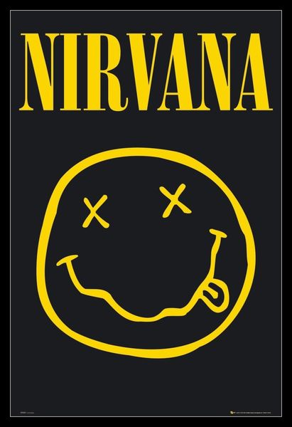 Nirvana - Smiley Poster with Black Frame
