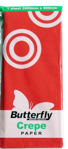 Butterfly Crepe Paper 1 Sheet - Red (Pack Of 12)