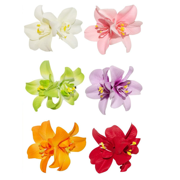 6-Pack Bohemian Flower Hair Clips - Barrettes for Beach Wedding &amp; Vacation
