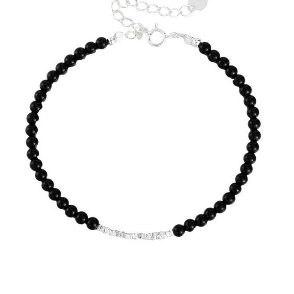 Black Agate and Silver Bracelet