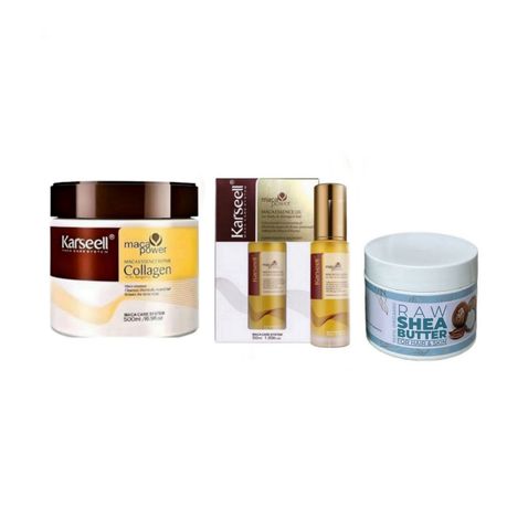 Karseell Maca Essence Repair Collagen Mask, Hair Oil & Raw Shea Butter Image
