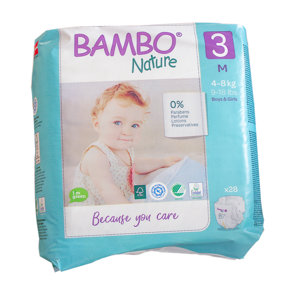 Bambo Nature Eco Disposable Nappies Size 3: 4-8kg's 28's (Mmidi)
