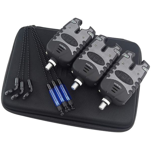 Hirisi Fishing Bite Alarm Set-3 Alarms with Swingers &amp; EVA Protective Case
