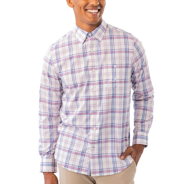 Nautica Men's Sailor Stripe Long Sleeved Woven Shirt - Bright White