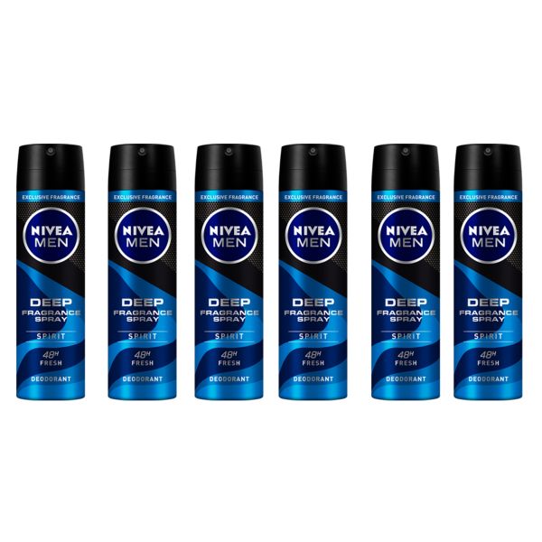 NIVEA MEN DEEP Fragrance Spirit Deodorant Spray, 6x150ml