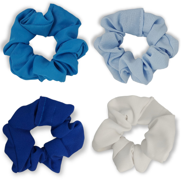 M&amp;N Hair Scrunchies - Shades of Blue - 4 Piece