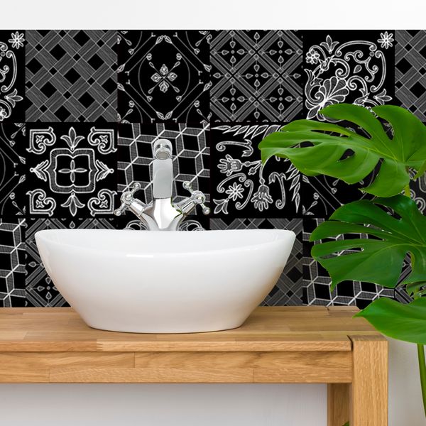 Robin Sprong 12 Positano Noir Premium Quality Wall Tile Stickers 20x20cm