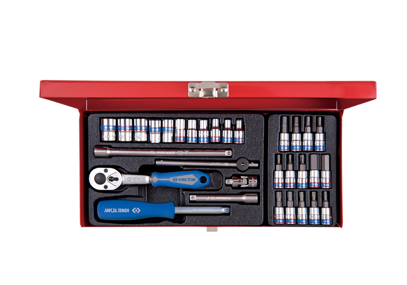 King Tony 1/4'' Socket Set with Bits 4-13mm 31 Piece