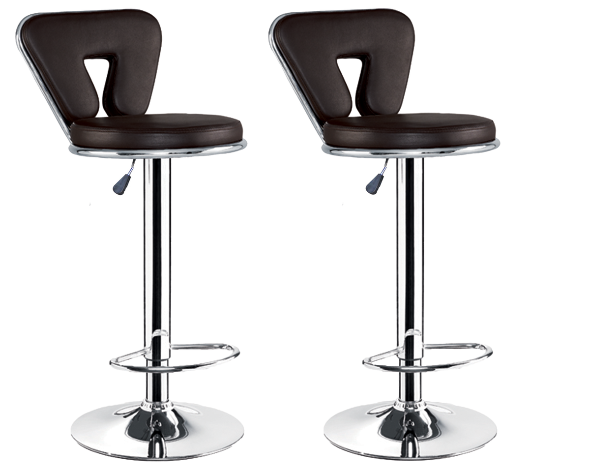 Bar Stools / Kitchen Counter Chairs Pack of Two Brown Colour Shop