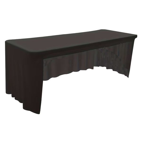 Decor Black Rectangular Polyester Stretch Fitted Table Skirt Cover - 183cm