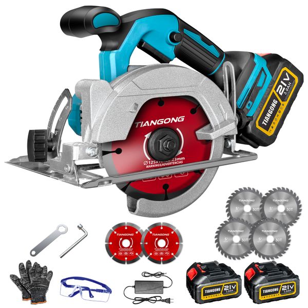 TIANGONG - 20V Brushless Cordless Circular Saw-185mm Blade &amp; 4.0Ah Battery