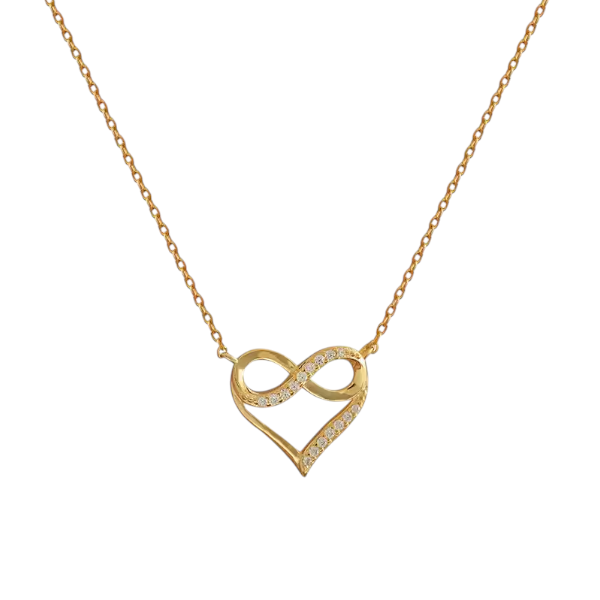 Elegant Sterling Silver Infinity Heart Necklace - Gold