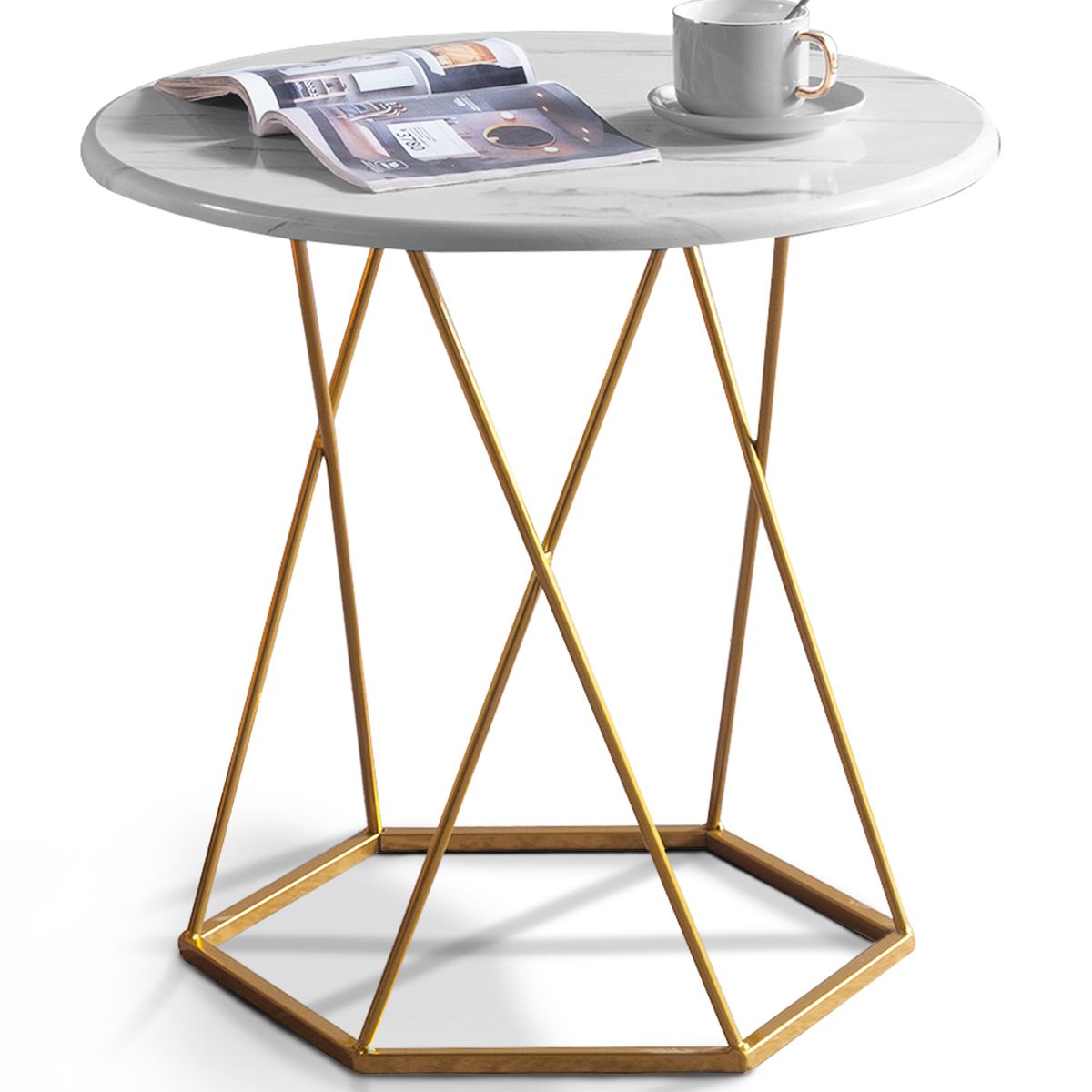 Side Table Round Coffee Table Waterproof End Table White | Shop Today ...