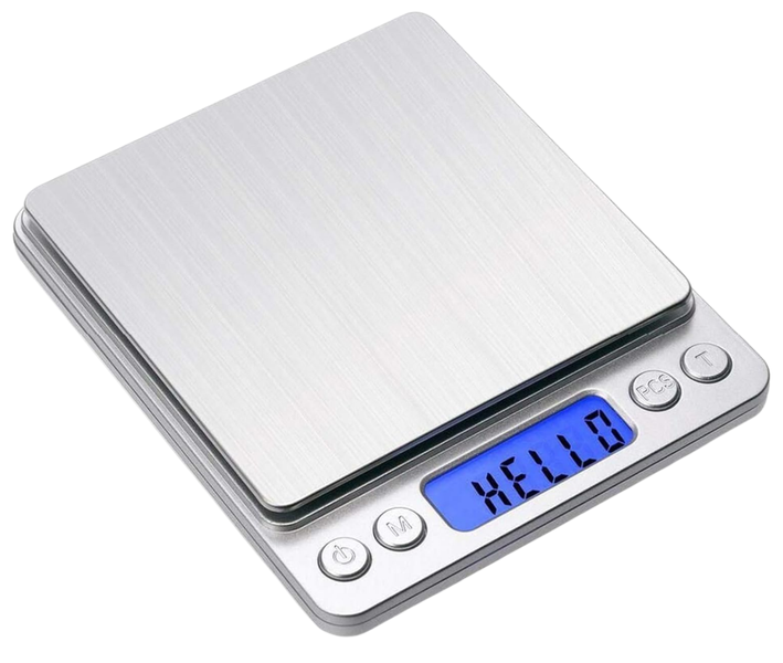 Stainless Steel Digital Gram Scale 500g/0.01g with LCD Display-Silver