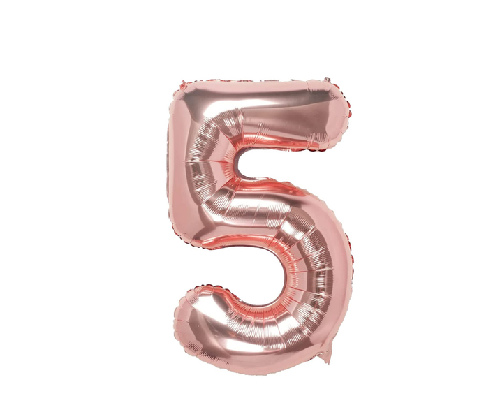 Rose Gold Number 5 Foil Balloon 40 Inch/101cm Helium Kids Adult Party Decor
