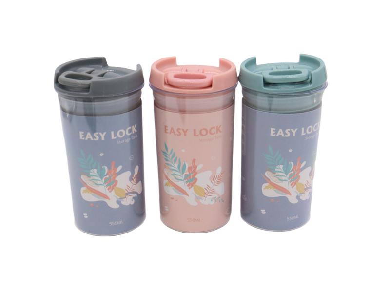 Plastic Food Storage Container with Easy Lock Lid - Set of 3 - 550ml each