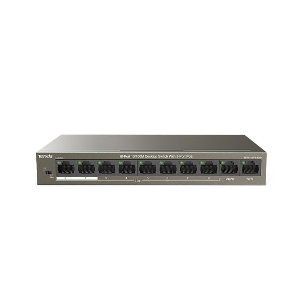 Tenda 10-Port 10/100 Switch with 2 X Uplink &amp; 8 X Poe Ports at 63w