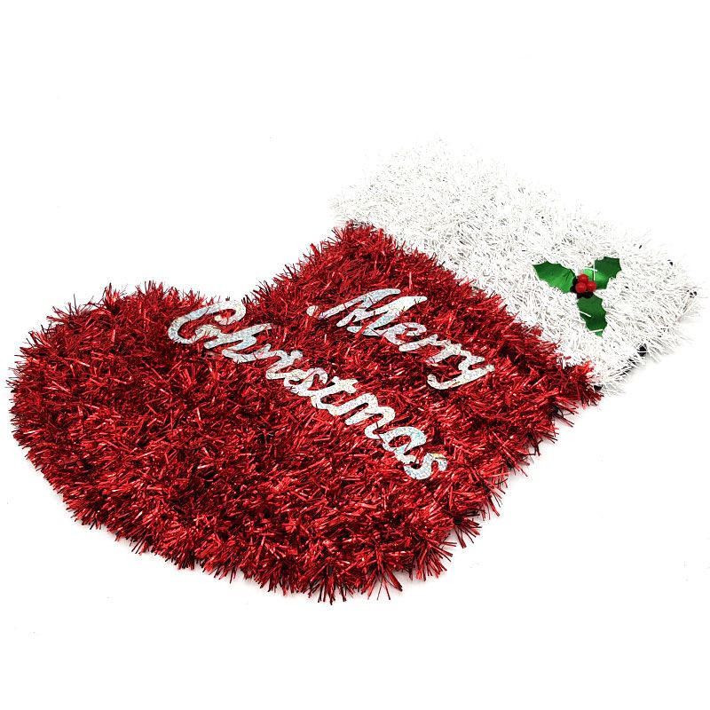 Bufftee Merry Christmas Santa Boot Wreath Medium - Door or Table Decoration
