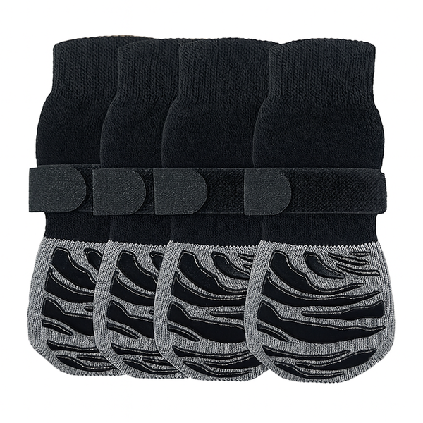Tiger Paw Pattern Anti-Slip Pet Socks (Set of 4) - Black