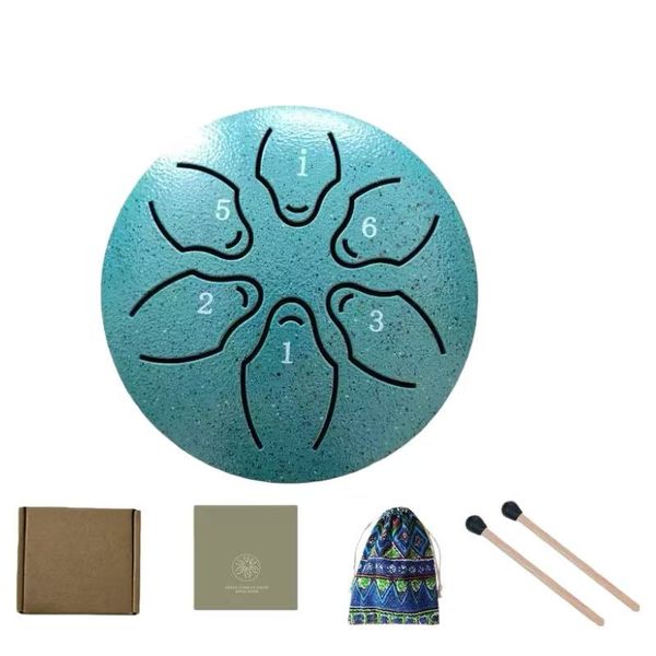 Steel Tongue Drum Portable Hand Drum Percussion Instrument 3-Inch 6-Note