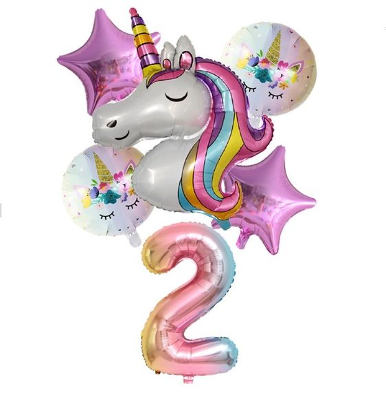 Unicorn Balloon Set for 2nd Birthday