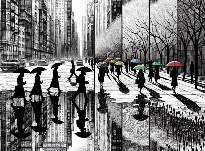 Modern Canvas Wall Art Home Decor - Raniny City Contrast