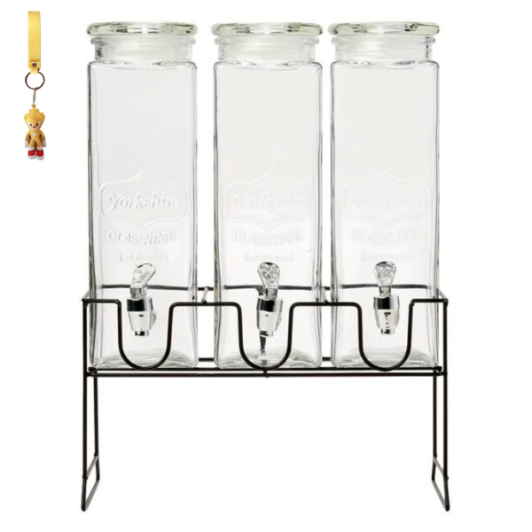 Triple Glass Beverage Dispensers with Key Holder
