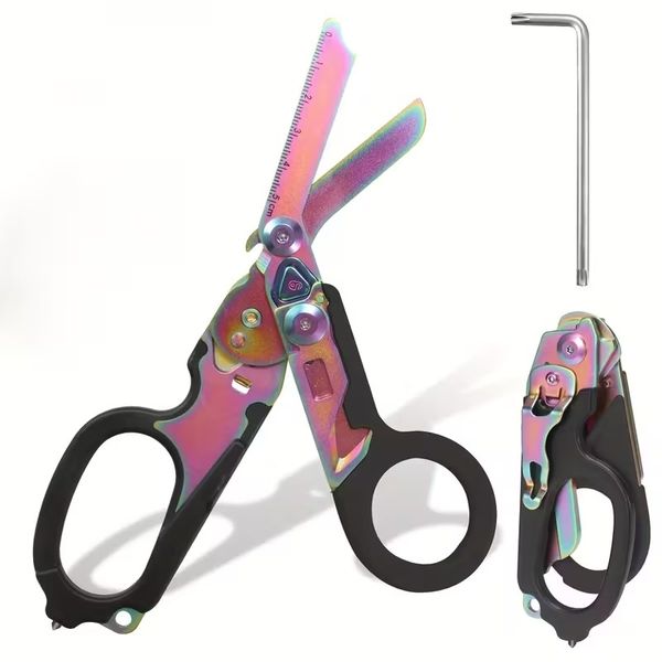 6-in-1 Trauma Multi-Tool - Emergency Scissors - Holographic - Allen Key