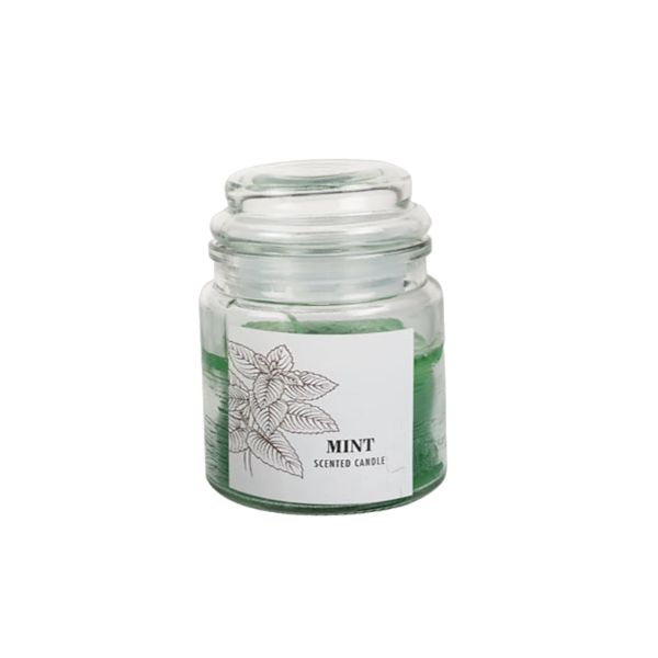 Luxury Scented Candle in Glass Jar with Lid Mint (Med)