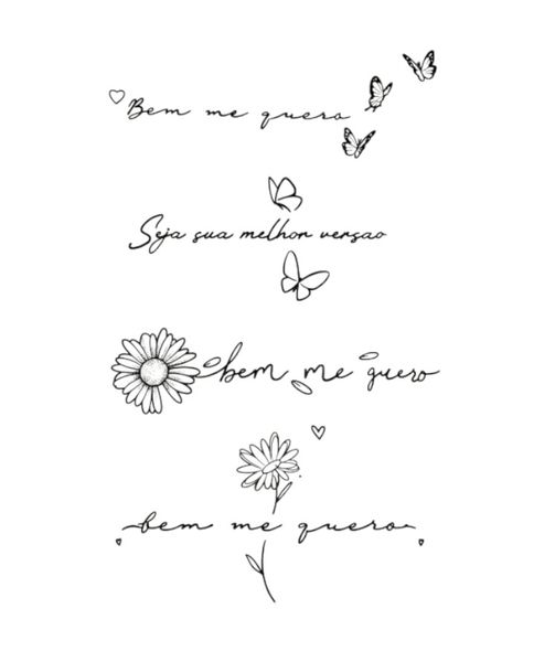 1 Piece - Portuguese Self-Love Quote Temporary Tattoo Set - Black