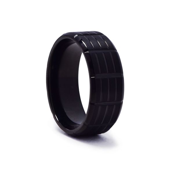 Xcalibur - Stainless Steel Black Multi-Line Band Ring - 9mm
