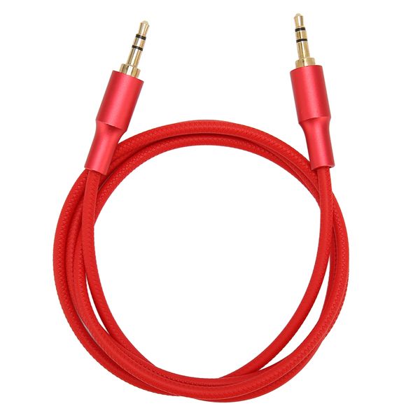3.5mm Male to Male Sound Aux Cable Nylon Woven 3.5mm Stereo Sound Cord Red