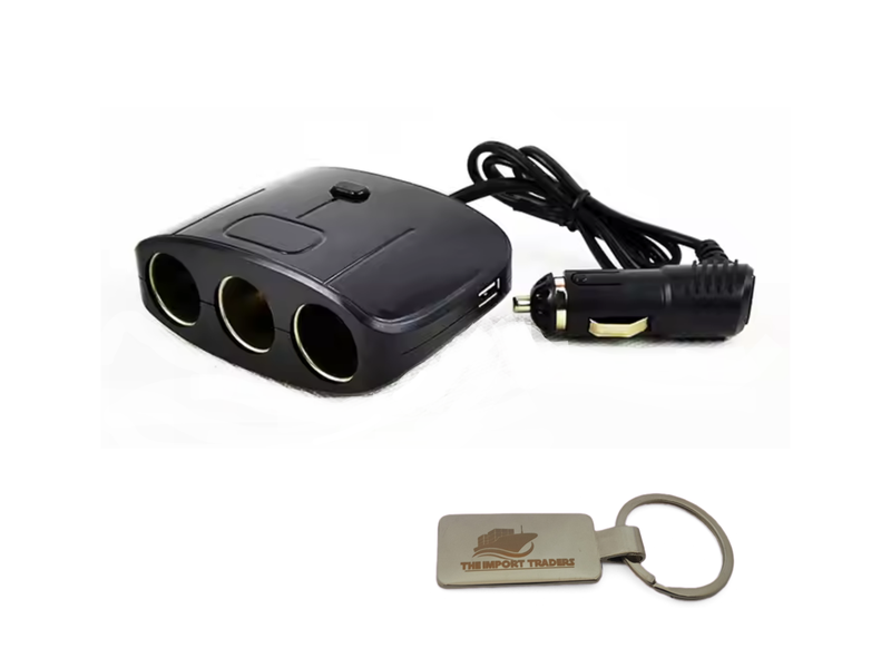12-24V 100W Dual USB 3 Socket Car Charger with TIT Keychain