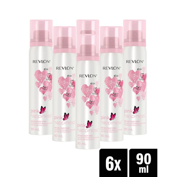 Revlon Pink Happiness Perfumed Deodorant Body Spray - 6 x 90ml