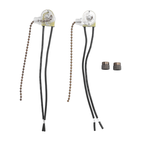 Ceiling Fan Light Switch Zing Ear ZE-109 Two-Wire Light Switch with Pull C
