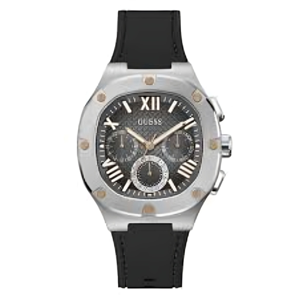 GUESS Men's Black Silver Tone Multi-Function Watch - GW0571G1