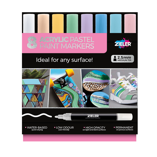 Zieler Acrylic Paint Markers 8pc Pastel