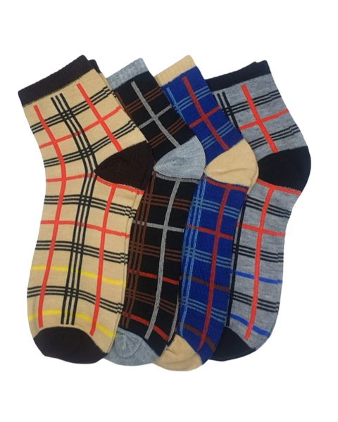 Men Checkered Designer-Like Socks (pack of 4)