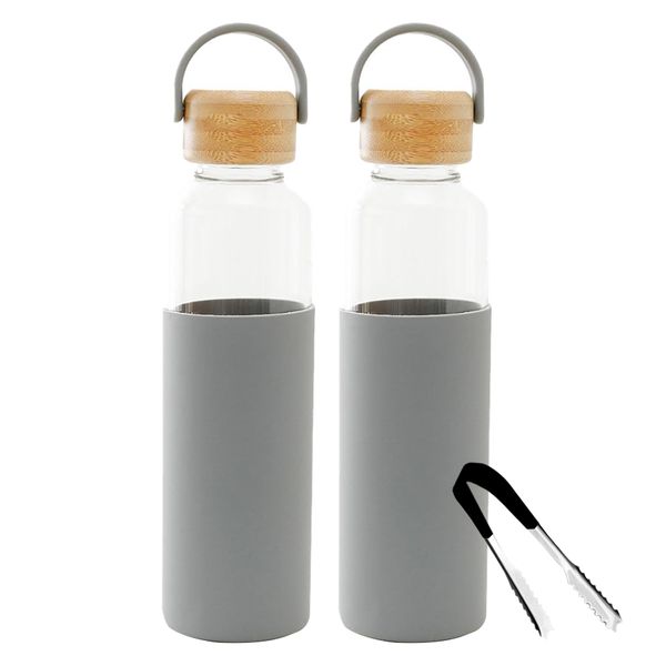 Borosilicate Glass Water Bottle with Silicon Sleeve - Set of 3 - 500ml