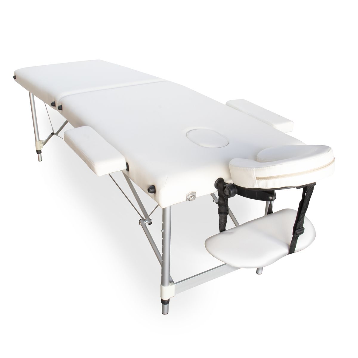 Hazlo Premium Portable Massage Table Bed 2 Section Aluminium White