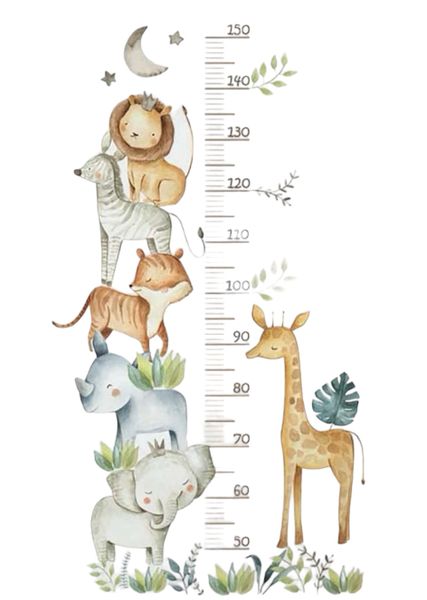 Nursery Wall Art - Vinyl Decals plus Height Chart - Jungle Animals