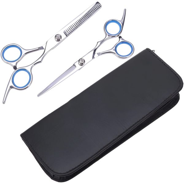 Stainless Steel Pet Grooming Cutting &amp; Thinning Shears with Case - Silver
