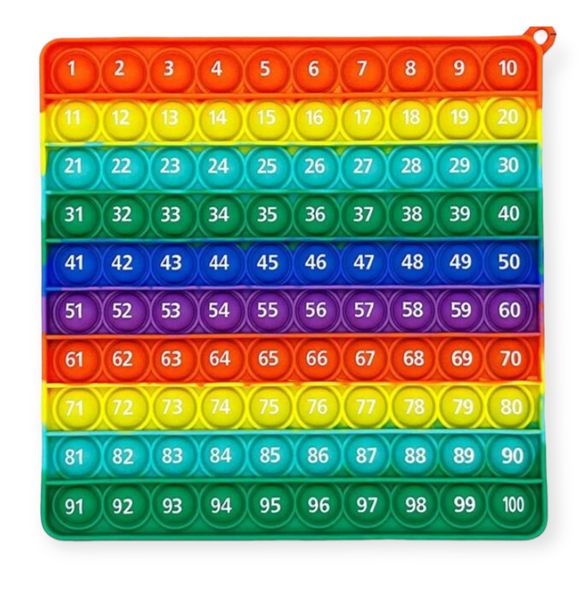 Rainbow Number Pop Fidget Board - Educational Math Learning Toy - 1-100