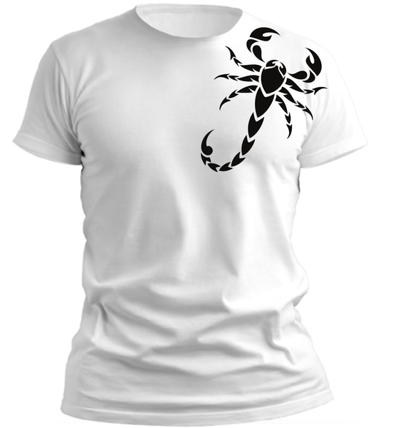 PepperSt Men's White T-Shirt - Black Scorpion