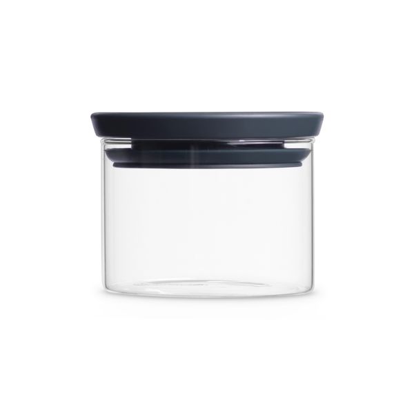 Brabantia - Stackable Glass Jar 0.3L Dark Grey Lid, Modular Kitchen Storage