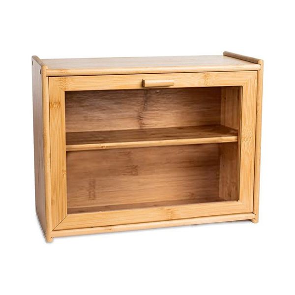 Double Layer Bamboo Bread Box with Clear Windows