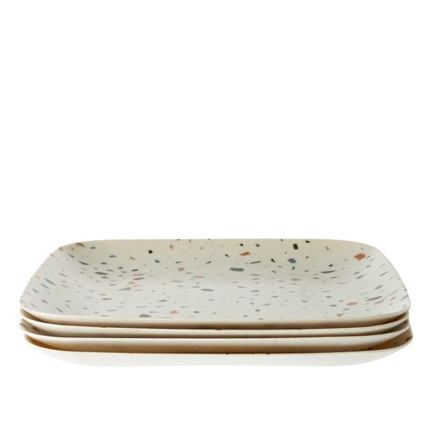 George &amp; Mason - Terrazzo Square Bamboo Fibre 4 Pack Dinner Plates